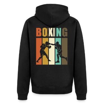 Boxe - boxeur vintage - Veste à capuche bio Premium Unisexe - noir - Dos - Nico (187cm)