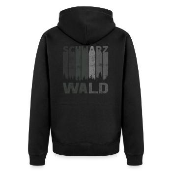 Retro Schwarzwald Wald Natur Schwaben Geschenk - Unisex Premium Bio Zip Hoodie - Schwarz - Hinten - Nico (187cm)