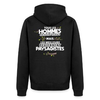 Paysagiste phrase drôle humour cadeau original - Veste à capuche bio Premium Unisexe - noir - Dos - Nico (187cm)