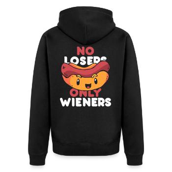 No losers only wieners - hot dog - Unisex Premium Organic Zip Hoodie - black - Back - Nico (187cm)