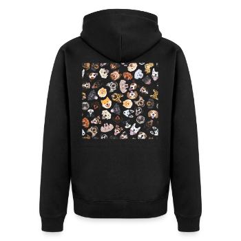 Fröhliche Illustration mit Hunden - Unisex Premium Bio Zip Hoodie - Schwarz - Hinten - Nico (187cm)