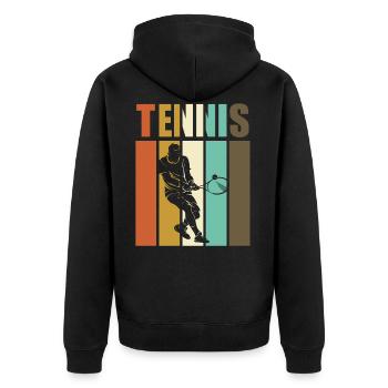 Tennis - tennis player vintage - Unisex Premium Organic Zip Hoodie - black - Back - Nico (187cm)