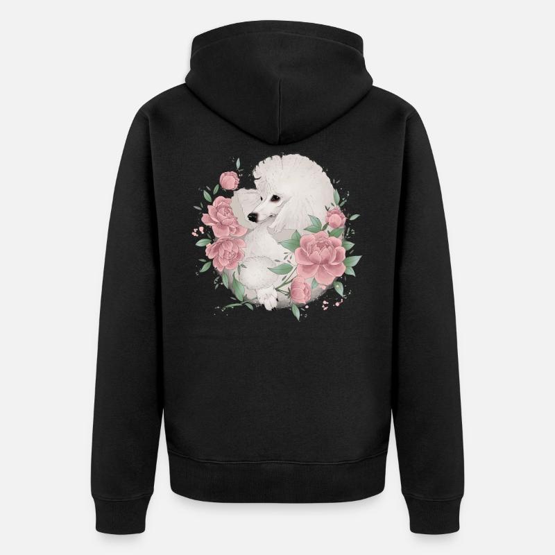 caniche blanc - Veste à capuche bio Premium Unisexe - noir