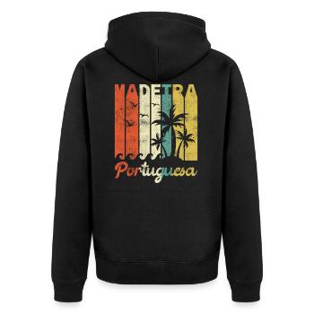 Retro Madère Portugal Vacances Île Vintage - Veste à capuche bio Premium Unisexe - noir - Dos - Nico (187cm)