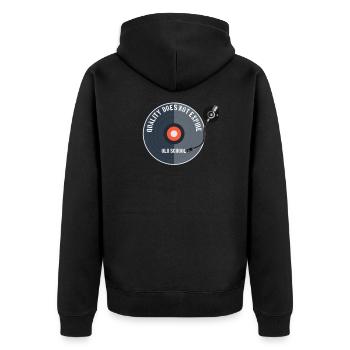 Quality does not expire - Unisex Premium Organic Zip Hoodie - black - Back - Nico (187cm)