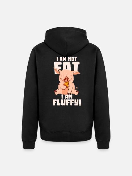 I'm not fat I'm fluffy! - Piggy - Unisex Premium Organic Zip Hoodie - black