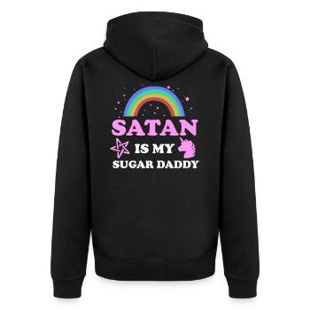 Satan Is My Sugar Daddy - Unisex Premium Organic Zip Hoodie - black - Back - Nico (187cm)