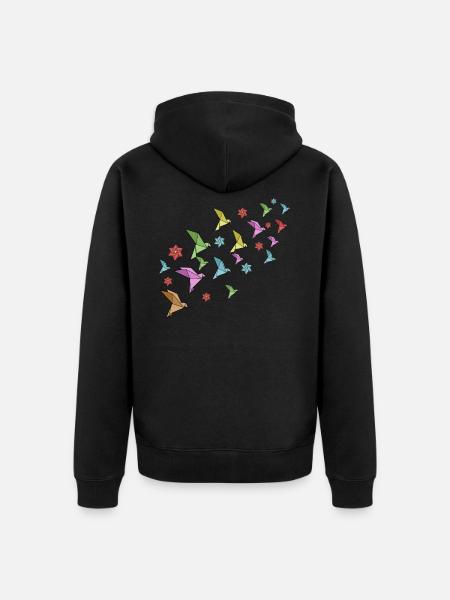 Origami Vögel - Unisex Premium Bio Zip Hoodie - Schwarz