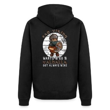 sad viking meme, funny north man - Unisex Premium Organic Zip Hoodie - black - Back - Nico (187cm)