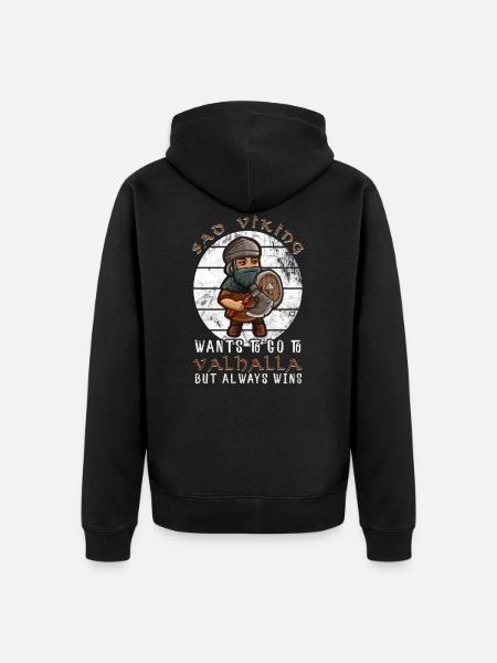 sad viking meme, funny north man - Unisex Premium Organic Zip Hoodie - black