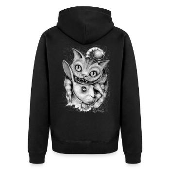 Stregatto & Weißlack - Unisex Premium Bio Zip Hoodie - Schwarz - Hinten - Nico (187cm)
