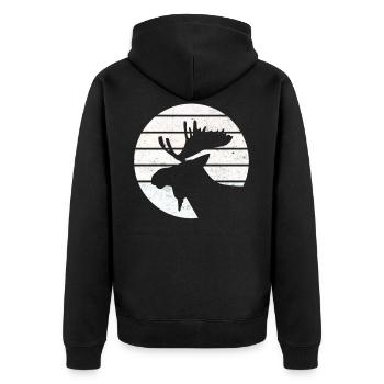 Moose, Scandinavia, Vintage, Norway Gift - Unisex Premium Organic Zip Hoodie - black - Back - Nico (187cm)