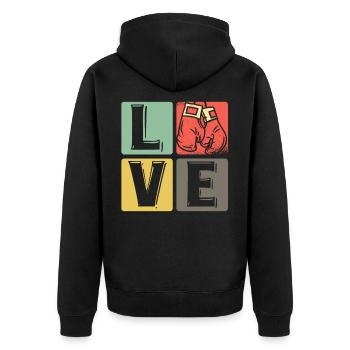 Boxe - Amour - Veste à capuche bio Premium Unisexe - noir - Dos - Nico (187cm)