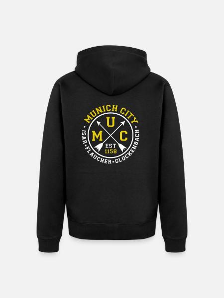 Munich City MUC - Unisex Premium Organic Zip Hoodie - black