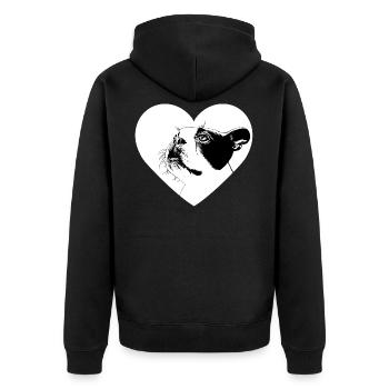 Hund Bulldogge Boston Terrier - Unisex Premium Bio Zip Hoodie - Schwarz - Hinten - Nico (187cm)