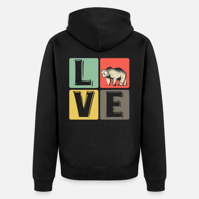 Ours - amour - Veste à capuche bio Premium Unisexe - noir