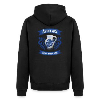 Lustige Geschenkidee Apfelwein, Äppler und Bembel - Unisex Premium Bio Zip Hoodie - Schwarz - Hinten - Nico (187cm)