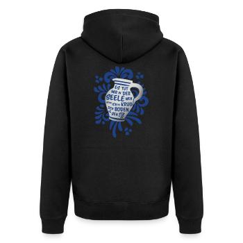 Lustige Geschenkidee Apfelwein, Äppler aus Bembel - Unisex Premium Bio Zip Hoodie - Schwarz - Hinten - Nico (187cm)