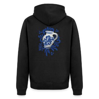 Lustige Geschenkidee Apfelwein, Äppler aus Bembel - Unisex Premium Bio Zip Hoodie - Schwarz - Hinten - Nico (187cm)
