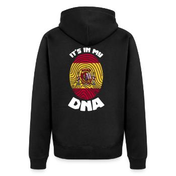 Spanien Flagge Spanier Spanierin DNA - Unisex Premium Bio Zip Hoodie - Schwarz - Hinten - Nico (187cm)