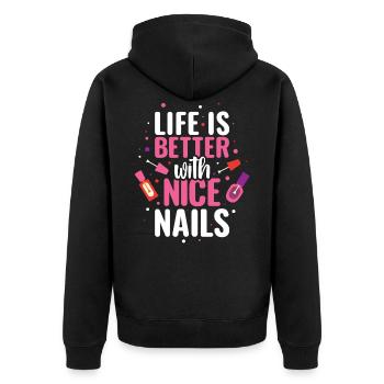 Nail Artist Nägel Maniküre Neue Nägel - Unisex Premium Bio Zip Hoodie - Schwarz - Hinten - Nico (187cm)