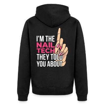 Nail Artist Nägel Maniküre Nail Designer - Unisex Premium Bio Zip Hoodie - Schwarz - Hinten - Nico (187cm)