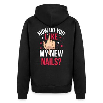 Nail Artist Nägel Maniküre Neue Nägel - Unisex Premium Bio Zip Hoodie - Schwarz - Hinten - Nico (187cm)