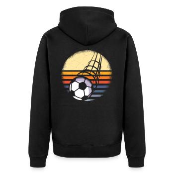 Kicken Kicker Fußball Vintage - Unisex Premium Bio Zip Hoodie - Schwarz - Hinten - Nico (187cm)