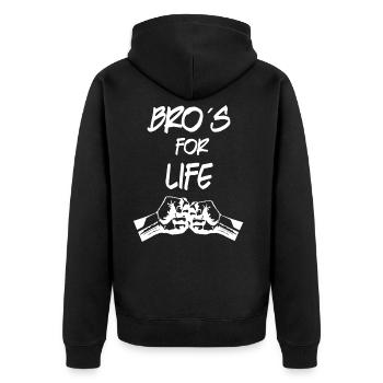 Bro for life fist - Unisex Premium Organic Zip Hoodie - black - Back - Nico (187cm)
