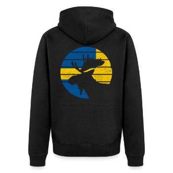 Elch Schweden Flagge,Vintage Skandinavien Geschenk - Unisex Premium Bio Zip Hoodie - Schwarz - Hinten - Nico (187cm)