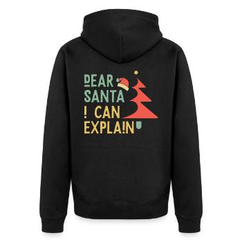 Dear Santa I can explain - Weihnachten - Unisex Premium Bio Zip Hoodie - Schwarz - Hinten - Nico (187cm)