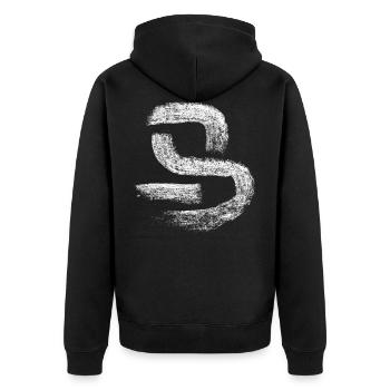 Pferd (Ma) Chinesisch - Unisex Premium Bio Zip Hoodie - Schwarz - Hinten - Nico (187cm)