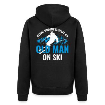 Never underestimate an old man on skis - Unisex Premium Organic Zip Hoodie - black - Back - Nico (187cm)
