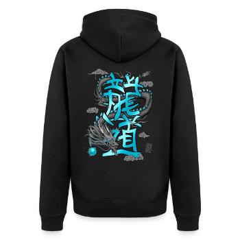 Dragon - Unisex Premium Organic Zip Hoodie - black - Back - Nico (187cm)