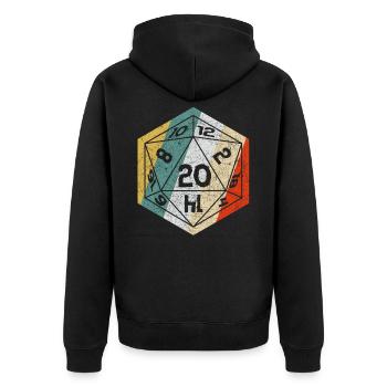 Rollenspiel Würfel D20 Vintage Brettspiel - Unisex Premium Bio Zip Hoodie - Schwarz - Hinten - Nico (187cm)