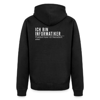 Informatiker IT Fachmann Geschenkidee - Unisex Premium Bio Zip Hoodie - Schwarz - Hinten - Nico (187cm)
