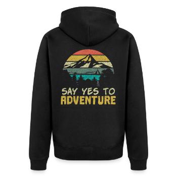 Camping Camper Natur Outdoor Geschenk - Unisex Premium Bio Zip Hoodie - Schwarz - Hinten - Nico (187cm)