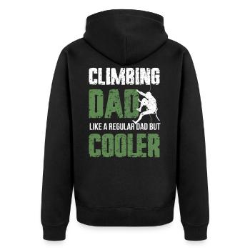 Kletter Papa Bouldern Climbing Dad - Unisex Premium Bio Zip Hoodie - Schwarz - Hinten - Nico (187cm)