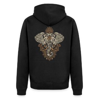 Goa Elephant Festival Techno Trance Psychédélique - Veste à capuche bio Premium Unisexe - noir - Dos - Nico (187cm)