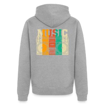 Music - Unisex Premium Organic Zip Hoodie - heather grey - Back - Nico (187cm)
