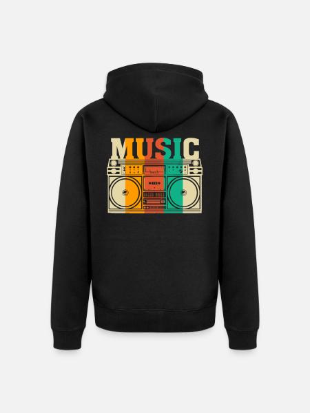 Music - Unisex Premium Organic Zip Hoodie - black