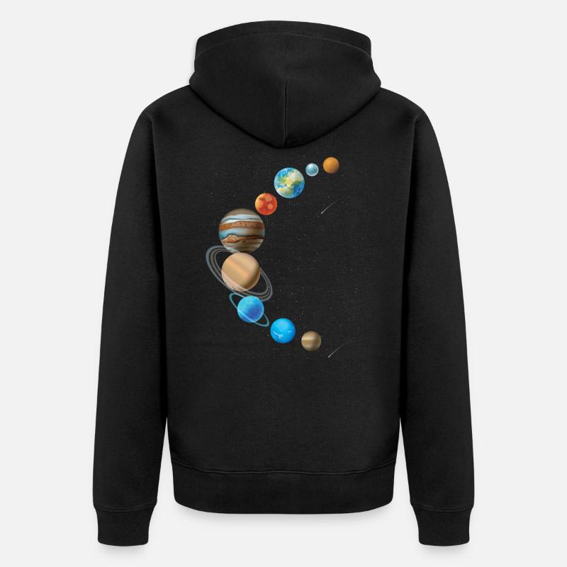 Sonnensystem in Sichelform - Unisex Premium Bio Zip Hoodie - Schwarz