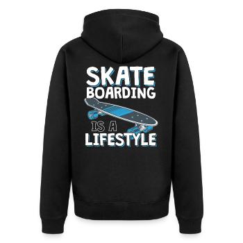 Skater Skateboard Skateboard Boarding ist ein Lebensstil - Unisex Premium Bio Zip Hoodie - Schwarz - Hinten - Nico (187cm)