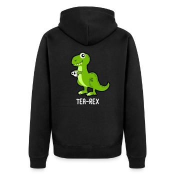 Tea-Rex Dinosaur Dino - Unisex Premium Organic Zip Hoodie - black - Back - Nico (187cm)