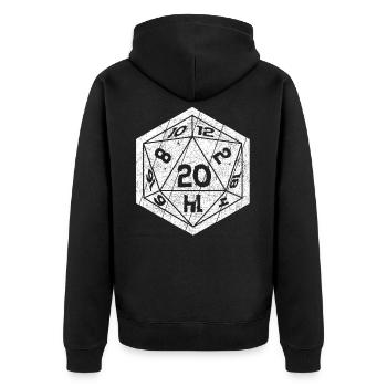 Role Playing Dice D20 vintage board game - Unisex Premium Organic Zip Hoodie - black - Back - Nico (187cm)