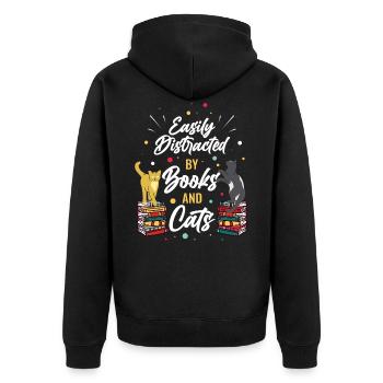 Lesen Buch Bücher Leser Geschenk - Unisex Premium Bio Zip Hoodie - Schwarz - Hinten - Nico (187cm)