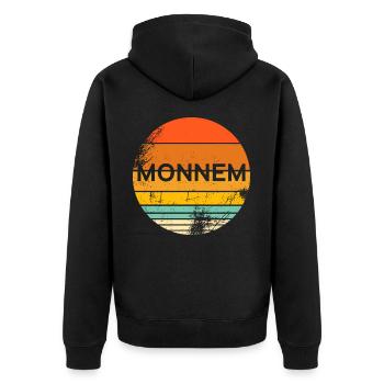 Mannheim Hessen Monnem Dialekt Witzig Geschenkidee - Unisex Premium Bio Zip Hoodie - Schwarz - Hinten - Nico (187cm)