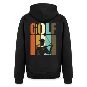Golf - Golfeurs d'époque - Veste à capuche bio Premium Unisexe - noir - Dos - Nico (187cm)