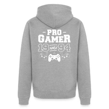 Pro Gamer 1994 - Unisex Premium Organic Zip Hoodie - heather grey - Back - Nico (187cm)
