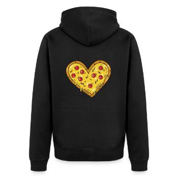 Pizza Herz - Unisex Premium Bio Zip Hoodie - Schwarz - Hinten - Nico (187cm)